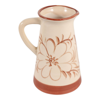9.75” Ceramic Hand Painted Flower Pitcher – Light Brown