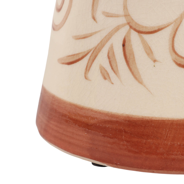 9.75” Ceramic Hand Painted Flower Pitcher – Light Brown