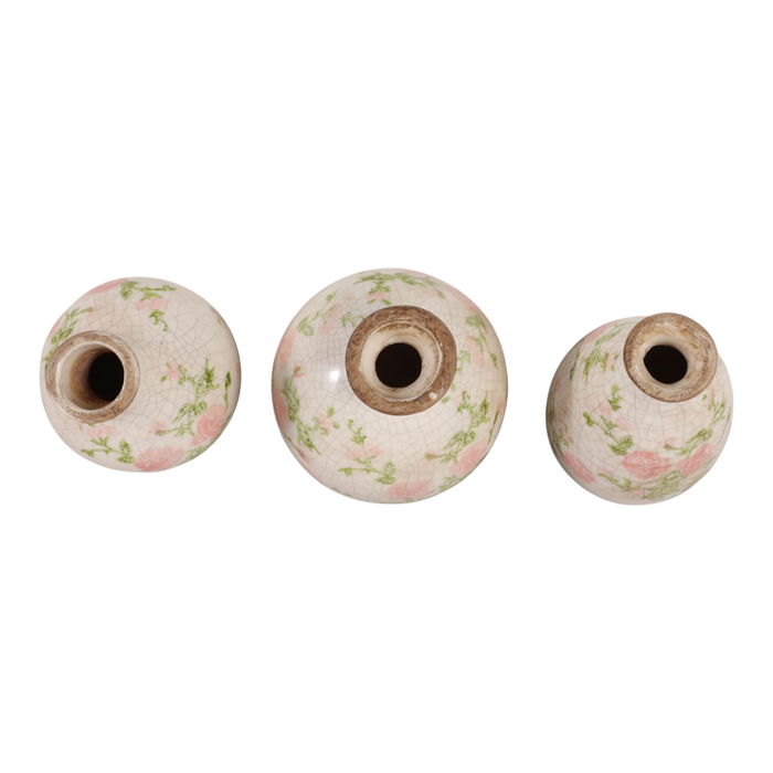 6” Set of 3 Ceramic Floral Cottage Bud Vase – Multi-Colour 