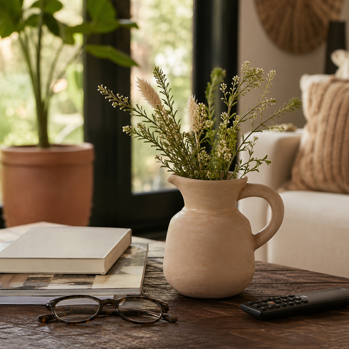 5.75” Terracotta Bud Vase Pitcher – Natural 