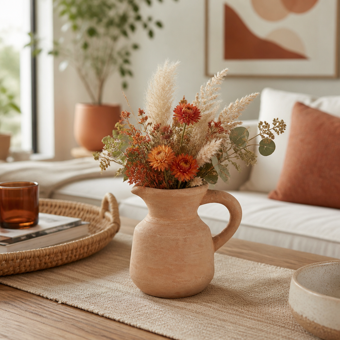 5.75” Terracotta Bud Vase Pitcher – Natural 