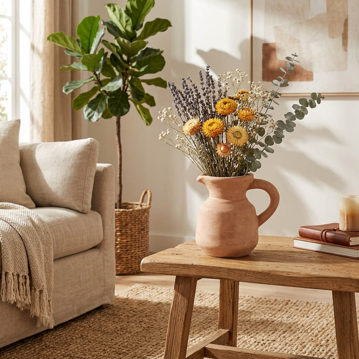 5.75” Terracotta Bud Vase Pitcher – Natural 