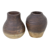 5.75” Set of 2 Terracotta Bud Vases with Grooved Lines – Sand  | Ensemble de 2 vases à fleurs de 5,75 po en terre cuite avec rainures - sable