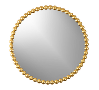 Round Gold Beaded Mirror 