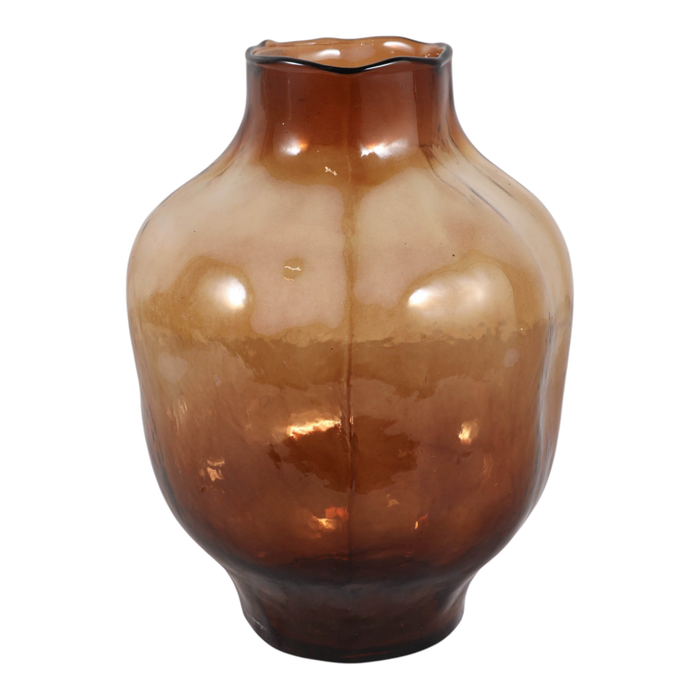 10.5” Modern Glass Vase – Smoke Brown