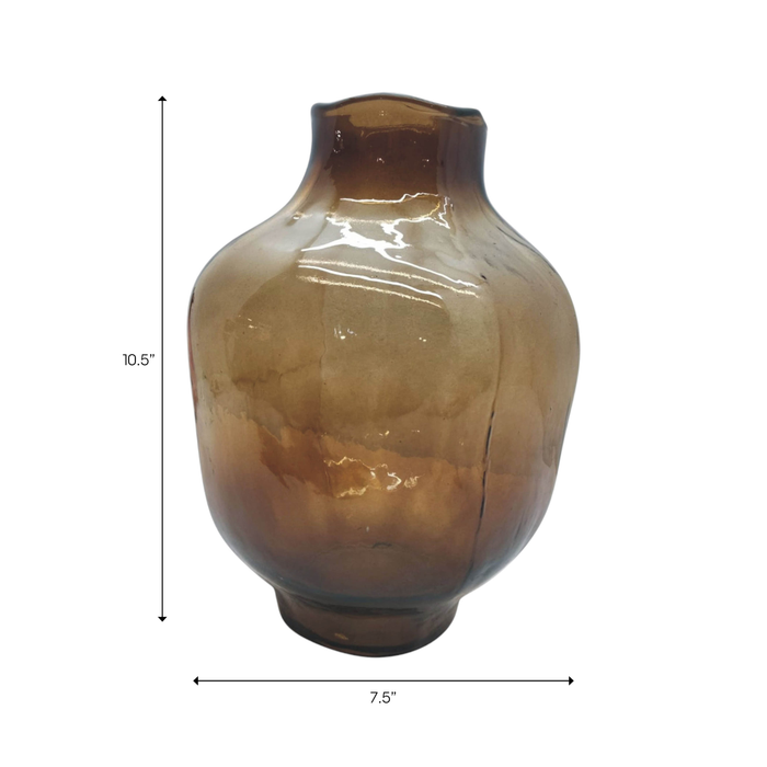10.5” Modern Glass Vase – Smoke Brown