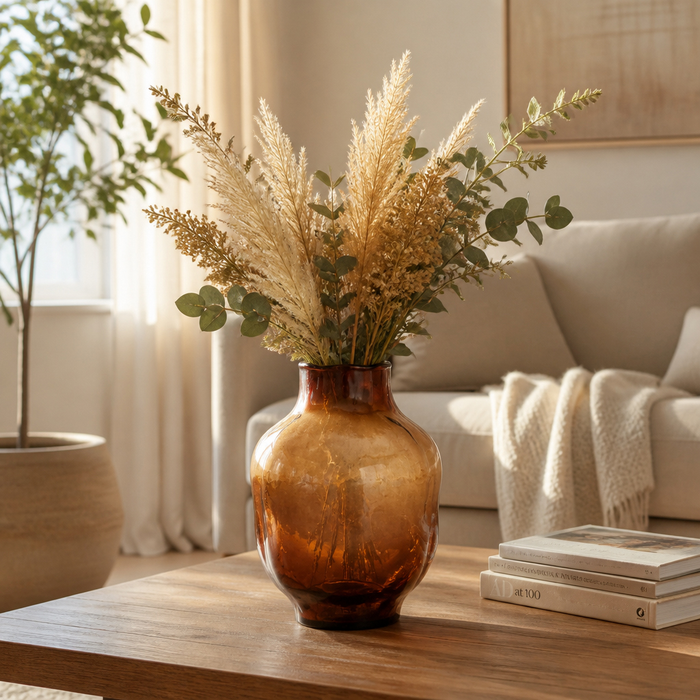 10.5” Modern Glass Vase – Smoke Brown