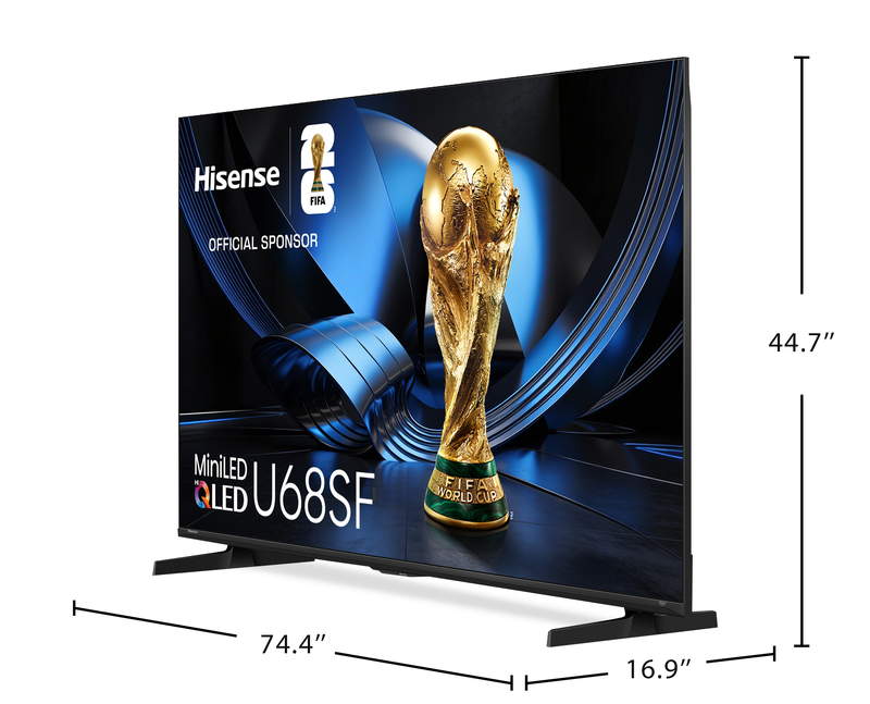 Hisense 85\" U68SF Mini-LED QLED 4K UHD AI TV (85U68SF) - 2026 Model