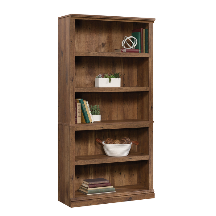 Alcott 35.28” 5-Shelf Bookcase with 3 Adjustable Shelves - Vintage Oak
