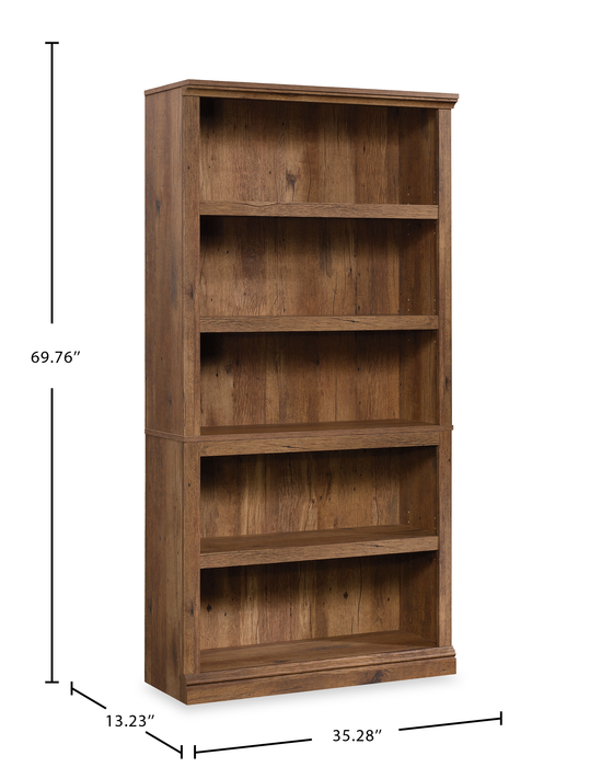 Alcott 35.28” 5-Shelf Bookcase with 3 Adjustable Shelves - Vintage Oak