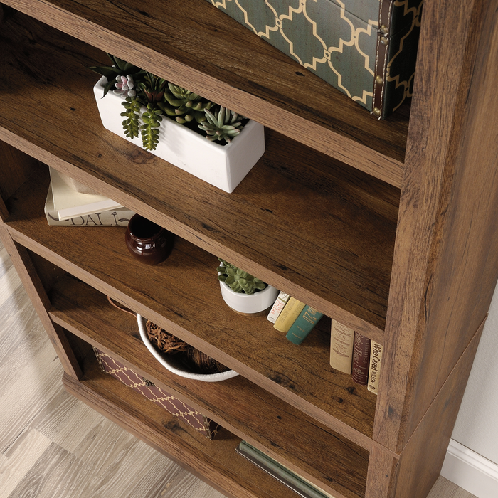 Alcott 35.28” 5-Shelf Bookcase with 3 Adjustable Shelves - Vintage Oak
