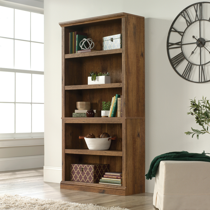 Alcott 35.28” 5-Shelf Bookcase with 3 Adjustable Shelves - Vintage Oak