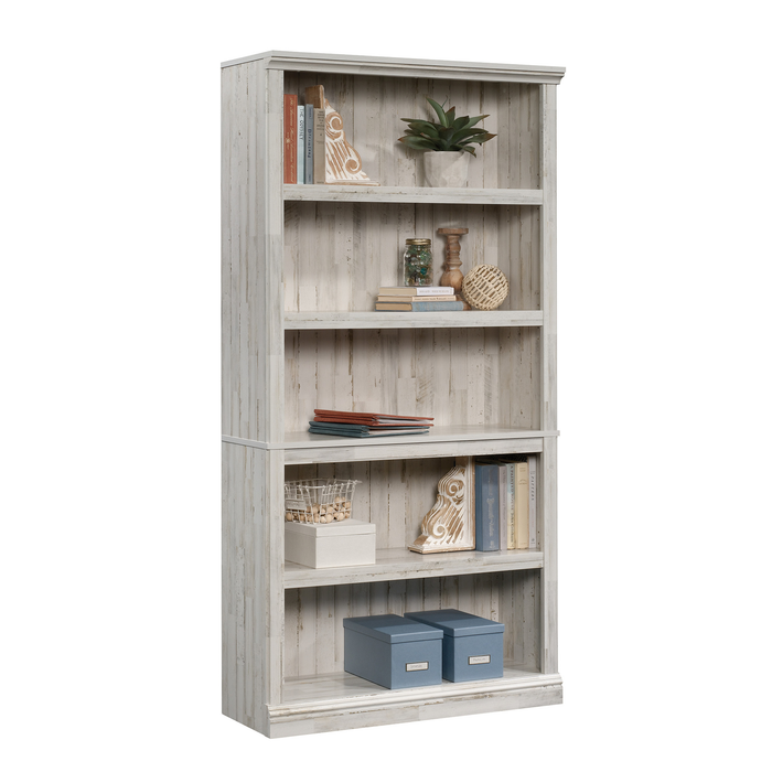 Alcott 35.28” 5-Shelf Bookcase with 3 Adjustable Shelves - White Plank