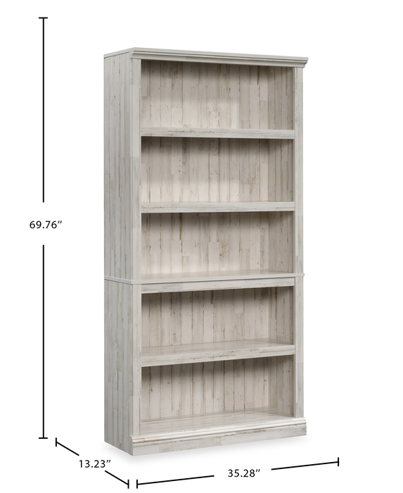 Alcott 35.28” 5-Shelf Bookcase with 3 Adjustable Shelves - White Plank