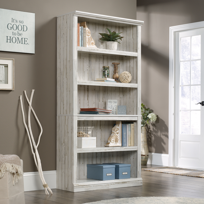 Alcott 35.28” 5-Shelf Bookcase with 3 Adjustable Shelves - White Plank