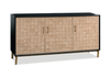 Alenna 60" 3-door Accent Cabinet with Adjustable Shelves and Gold Hardware - Black and Weathered White | Armoire décorative Alenna de 60 po à 3 portes avec tablettes réglables et quincaillerie dorée - noir et blanc vieilli