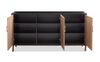 Alenna 60" 3-door Accent Cabinet with Adjustable Shelves and Gold Hardware - Black and Weathered White | Armoire décorative Alenna de 60 po à 3 portes avec tablettes réglables et quincaillerie dorée - noir et blanc vieilli