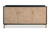 Alenna 60" 3-door Accent Cabinet with Adjustable Shelves and Gold Hardware - Black and Weathered White | Armoire décorative Alenna de 60 po à 3 portes avec tablettes réglables et quincaillerie dorée - noir et blanc vieilli