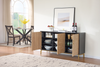 Alenna 60" 3-door Accent Cabinet with Adjustable Shelves and Gold Hardware - Black and Weathered White | Armoire décorative Alenna de 60 po à 3 portes avec tablettes réglables et quincaillerie dorée - noir et blanc vieilli