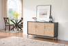 Alenna 60" 3-door Accent Cabinet with Adjustable Shelves and Gold Hardware - Black and Weathered White | Armoire décorative Alenna de 60 po à 3 portes avec tablettes réglables et quincaillerie dorée - noir et blanc vieilli