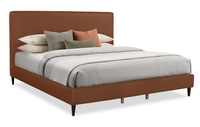 Alix Upholstered Platform Bed in Brown Fabric – King Size 