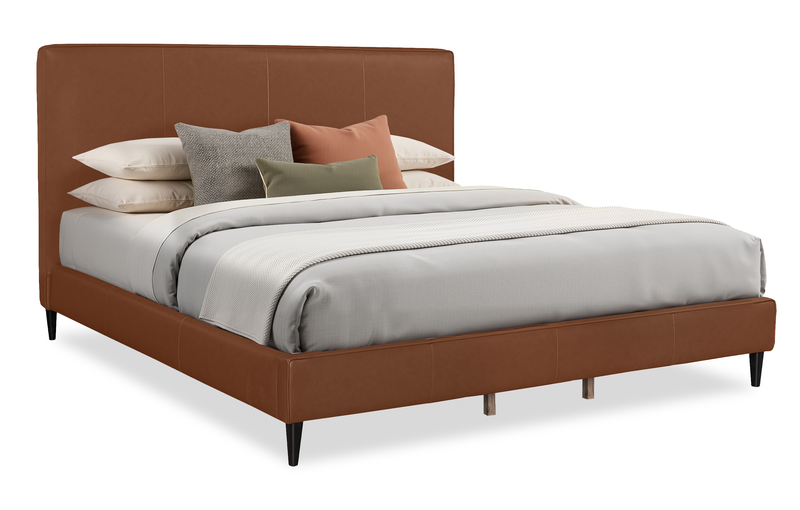 Alix Upholstered Platform Bed in Brown Fabric – King Size