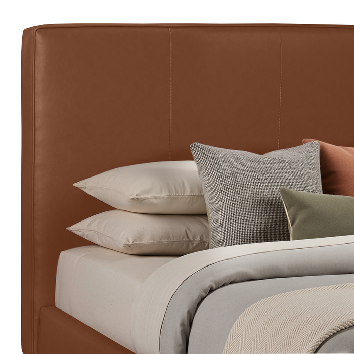 Alix Upholstered Platform Bed in Brown Fabric – King Size