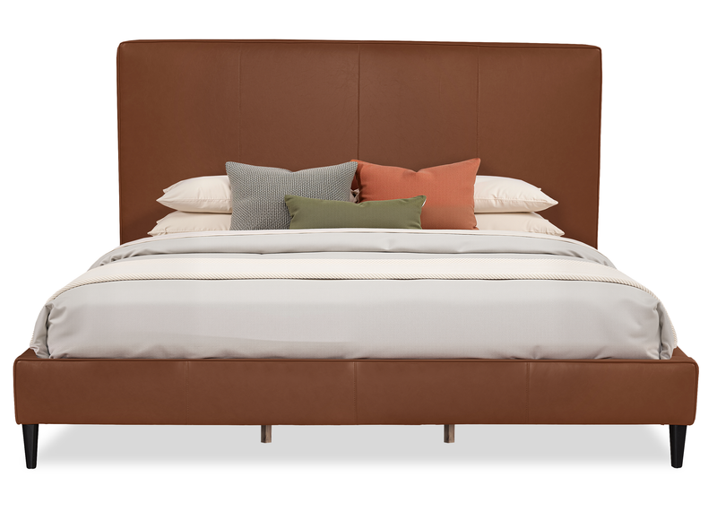 Alix Upholstered Platform Bed in Brown Fabric – King Size
