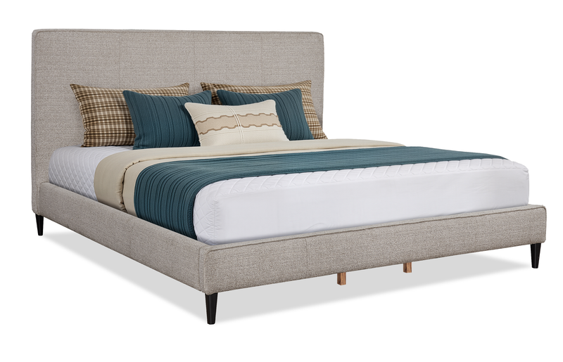 Alix Upholstered Platform Bed in Grey Fabric – King Size 