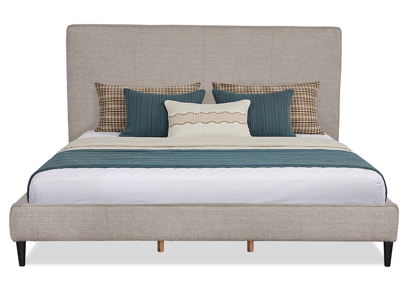 Alix Upholstered Platform Bed in Grey Fabric – King Size 