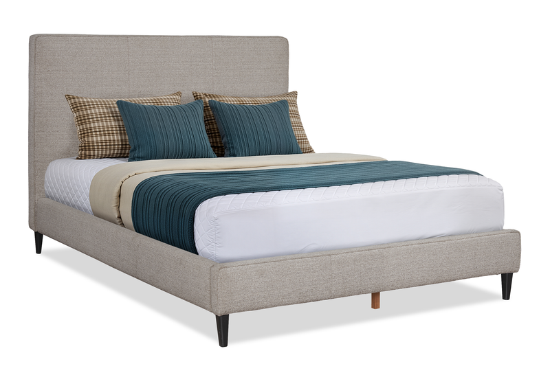 Alix Upholstered Platform Bed in Grey Fabric – Queen Size 