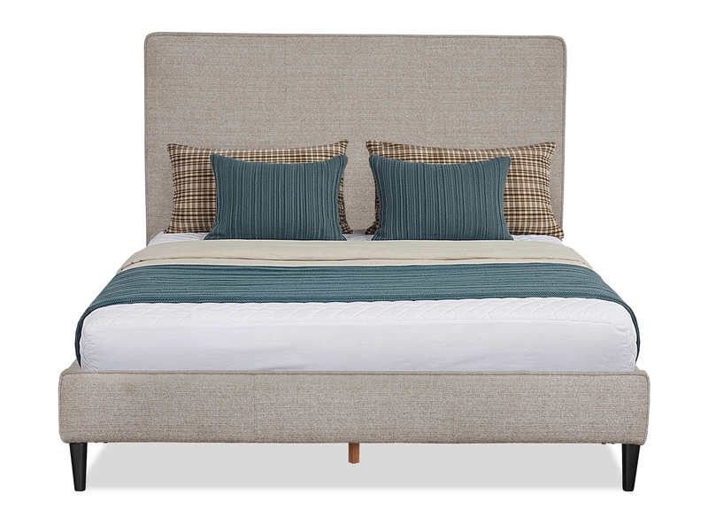 Alix Upholstered Platform Bed in Grey Fabric – Queen Size 