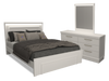 Alpine 5pc Bedroom Set with Panel Bed, Dresser & Mirror, LED, Made in Canada, White - Queen
