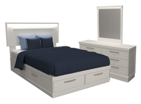 Alpine 5pc Bedroom Set with Storage Bed, Dresser & Mirror, Made in Canada, White - Full