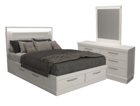 Alpine 5pc Bedroom Set with Storage Bed, Dresser & Mirror, Made in Canada, White - Queen