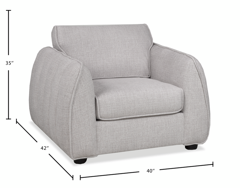 Made in Canada Annex 40” Fabric Chair with Accent Pillows - Grey