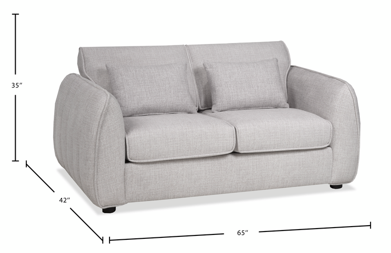 Made in Canada Annex 65” Fabric Loveseat with Accent Pillows - Grey