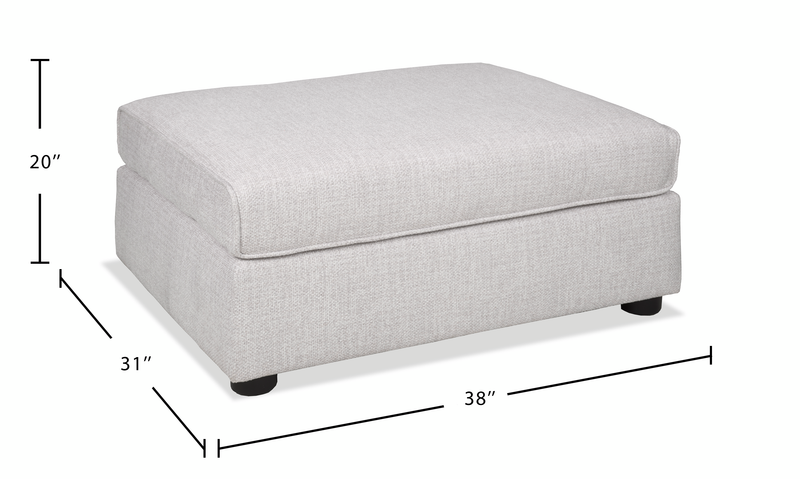 Made in Canada Annex 38” Fabric Ottoman - Grey