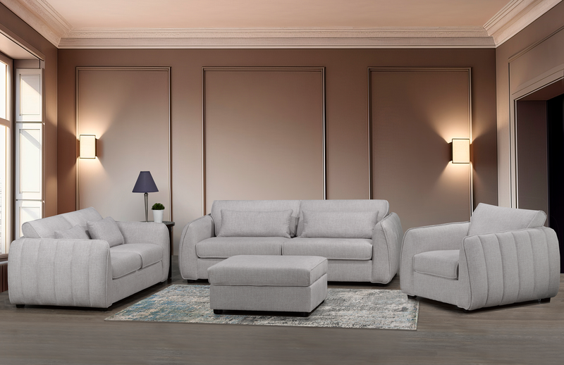 Made in Canada Annex 65” Fabric Loveseat with Accent Pillows - Grey