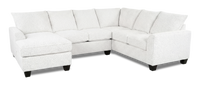 Made in Canada Customizable Sofa Lab Arc 3 Piece Left-Facing Fabric Sectional with Chaise - Teddy Snow 