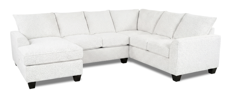 Made in Canada Customizable Sofa Lab Arc 3 Piece Left-Facing Fabric Sectional with Chaise - Teddy Snow