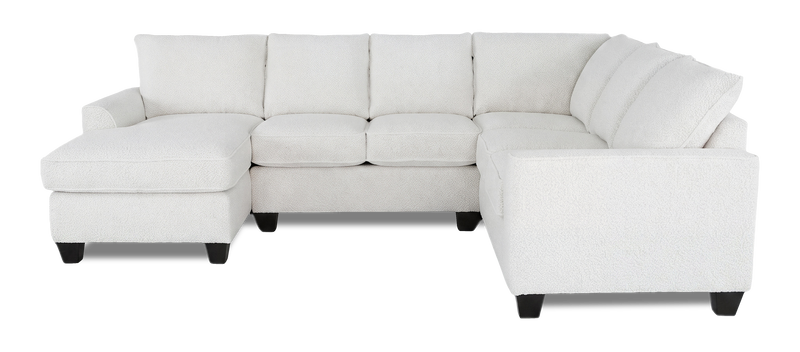 Made in Canada Customizable Sofa Lab Arc 3 Piece Left-Facing Fabric Sectional with Chaise - Teddy Snow