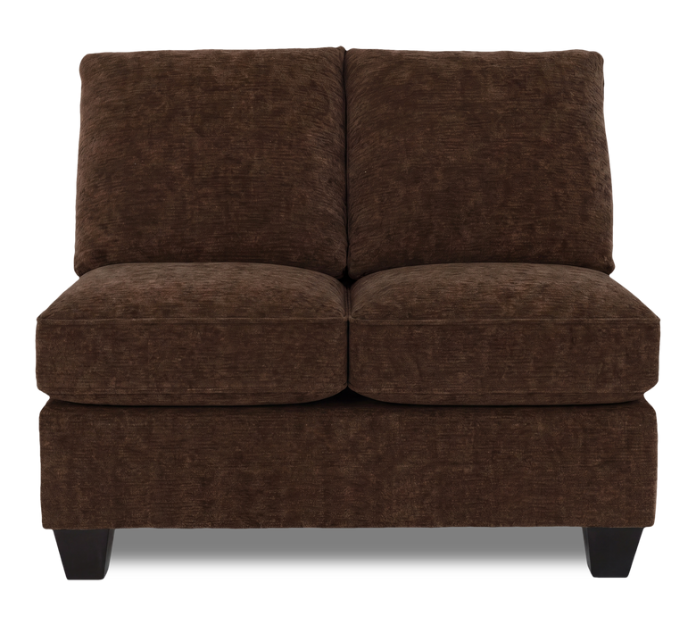 Made in Canada Customizable Sofa Lab Arc 46\" Armless Fabric Loveseat – Plush Chocolate