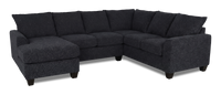 Made in Canada Customizable Sofa Lab Arc 3 Piece Left-Facing Fabric Sectional with Chaise - Teddy Raven