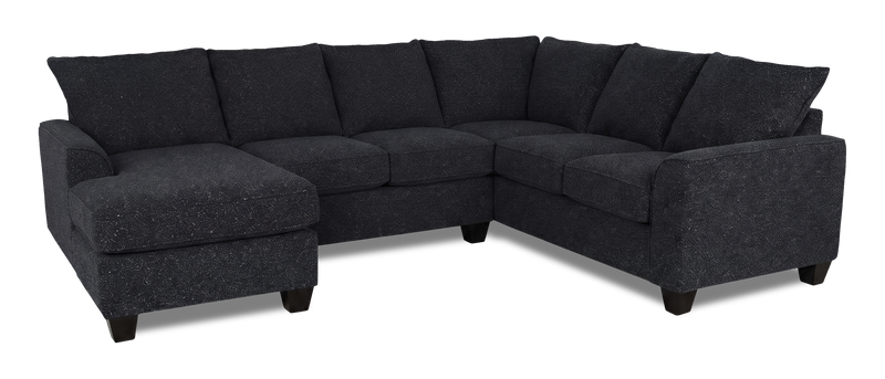 Made in Canada Customizable Sofa Lab Arc 3 Piece Left-Facing Fabric Sectional with Chaise - Teddy Raven