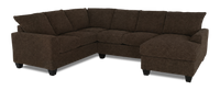 Made in Canada Customizable Sofa Lab Arc 3 Piece Right-Facing Fabric Sectional with Chaise – Teddy Walnut