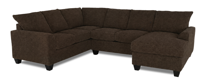 Made in Canada Customizable Sofa Lab Arc 3 Piece Right-Facing Fabric Sectional with Chaise – Teddy Walnut