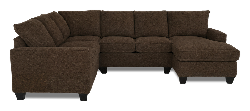 Made in Canada Customizable Sofa Lab Arc 3 Piece Right-Facing Fabric Sectional with Chaise – Teddy Walnut