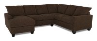 Made in Canada Customizable Sofa Lab Arc 3 Piece Left-Facing Fabric Sectional with Chaise - Teddy Walnut 