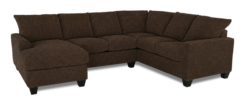 Made in Canada Customizable Sofa Lab Arc 3 Piece Left-Facing Fabric Sectional with Chaise - Teddy Walnut